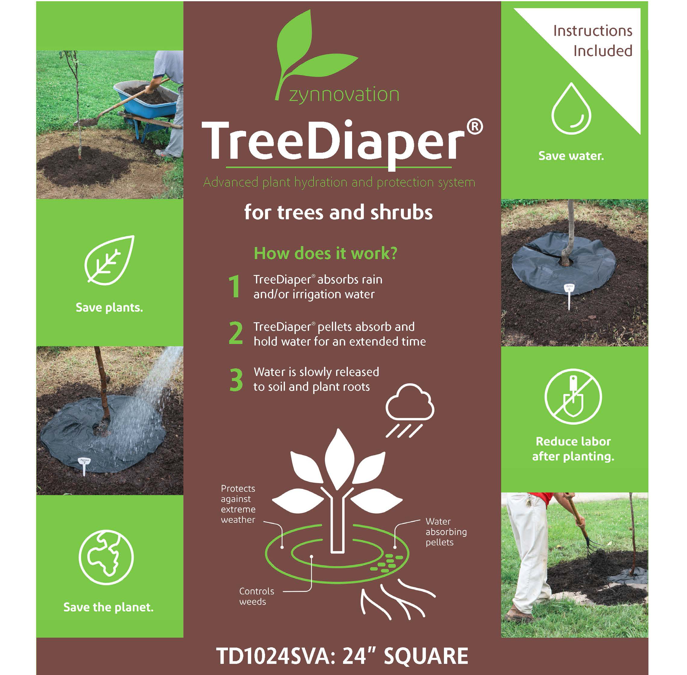 1024svA - Model#TreeDiaper<sup>®</sup> TD24S, square shape (for plants of ~12